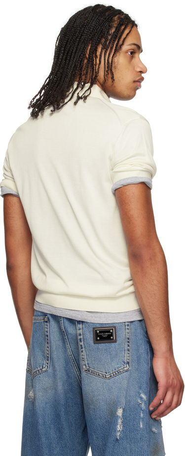 Polo skjorte Dolce & Gabbana Dolce&Gabbana Silk Polo with Logo Embroidery Hvid | GXZ09ZJBSK3, 2