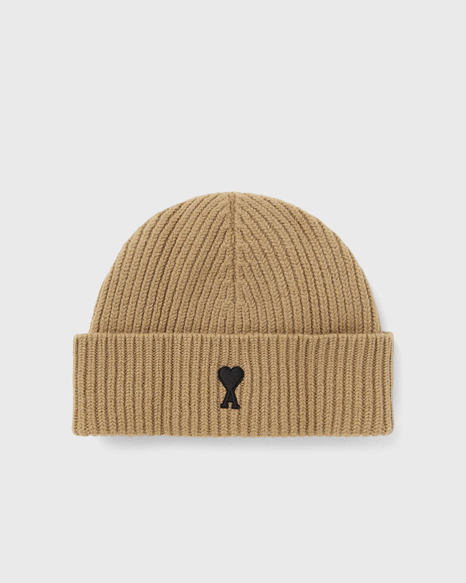 Beanie AMI AMI De Coeur Ribbed Knit Beanie Beige | UBO006.018-288, 0