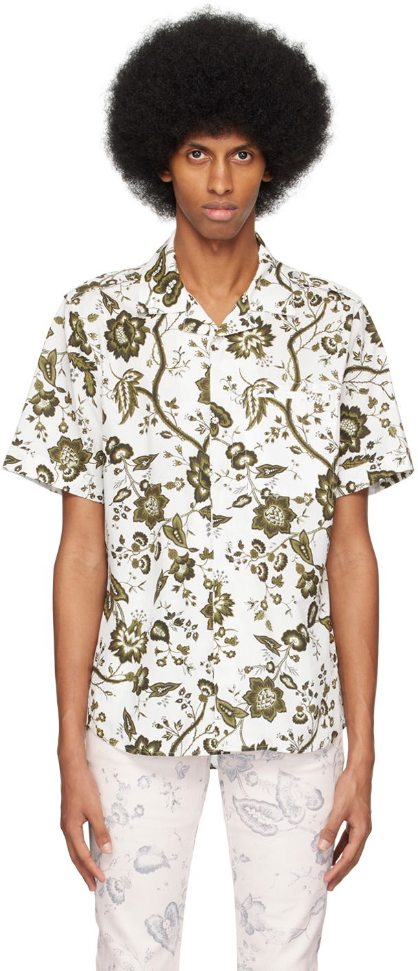 Skjorte Erdem Erdem Grayson Floral-Print Shirt Hvid | MS23_519MNPWCP GRAYSON SHIRT