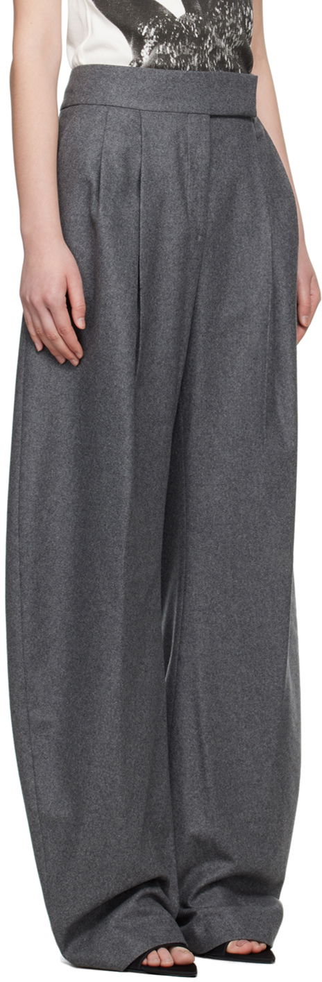 Bukser The Attico The Attico Gary Pleated Wide-Leg Trousers Grå | 248WCP102 W055, 1