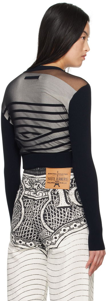 Sweater Jean Paul Gaultier Gaultier 'The Marinière' Striped Mesh Top Sort | 24/25-F-PL047B-M064-590100, 2