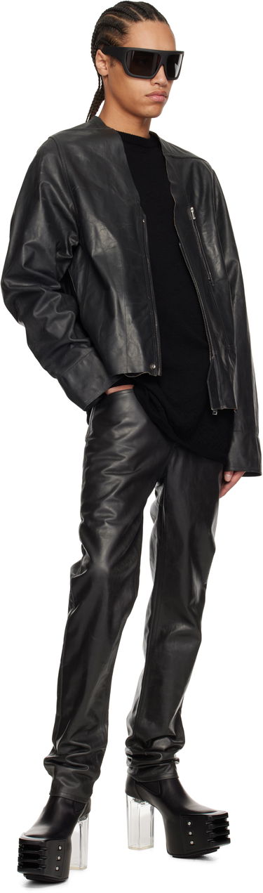 Jakke Rick Owens Rick Owens Hollywood V Safety Leather Jacket Sort | RU01E5775 LTP, 3
