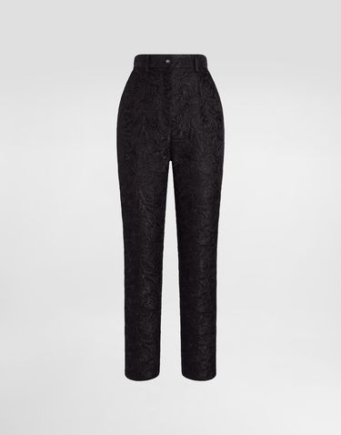 Bukser Dolce & Gabbana Dolce & Gabbana Tailored Quilted Floral Jacquard Pants Sort | FTAM2THJMQKN0000, 0
