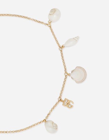 Halskæde Dolce & Gabbana Gold Chain Necklace With Seashells And Logo Pendant Metalisk | WNQ6C5W1111ZOO00, 2