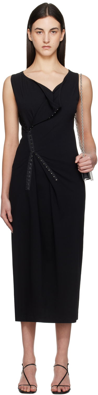 Kjole Maison Margiela MM6 Maison Margiela Cotton Rib Hook-Eye Midi Dress Sort | S52CT0786 M20054, 0