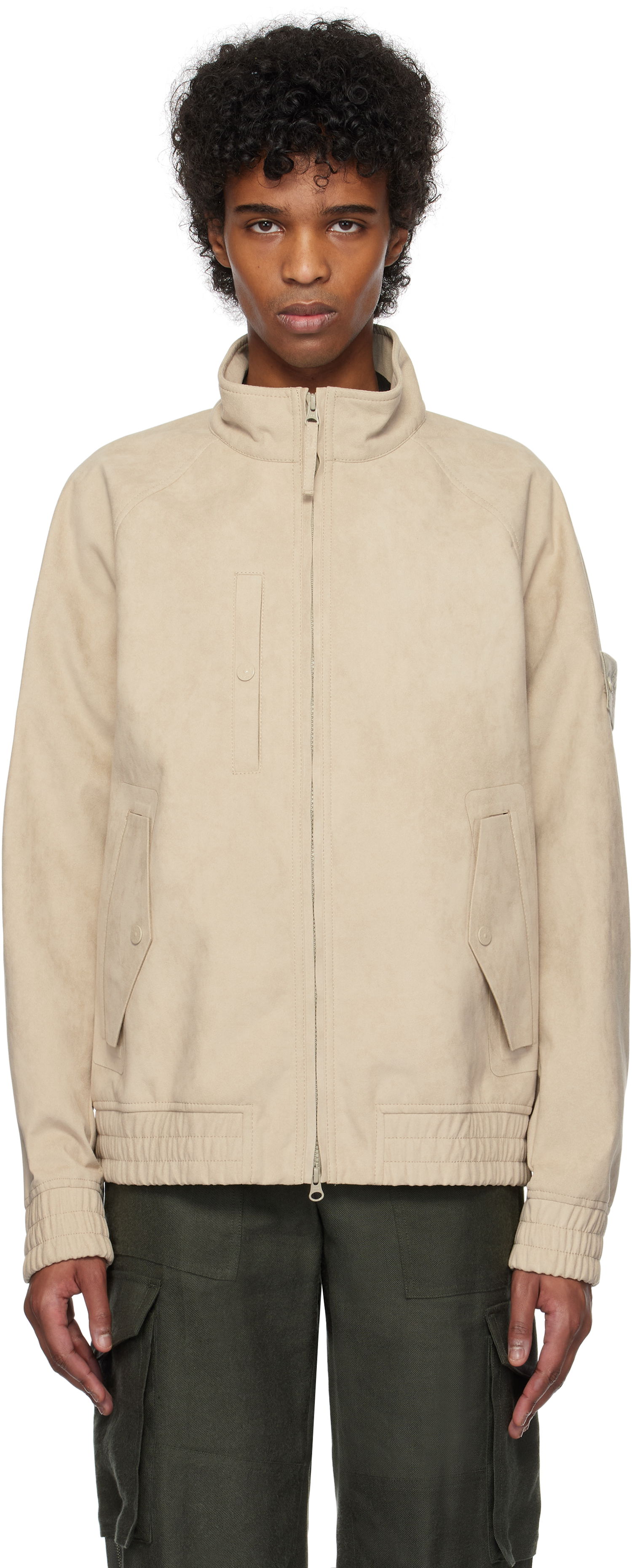 Bomberjakke Stone Island Stone Island Faux-Suede Bomber Jacket Beige | K1S15 4100027 S00F2, 0