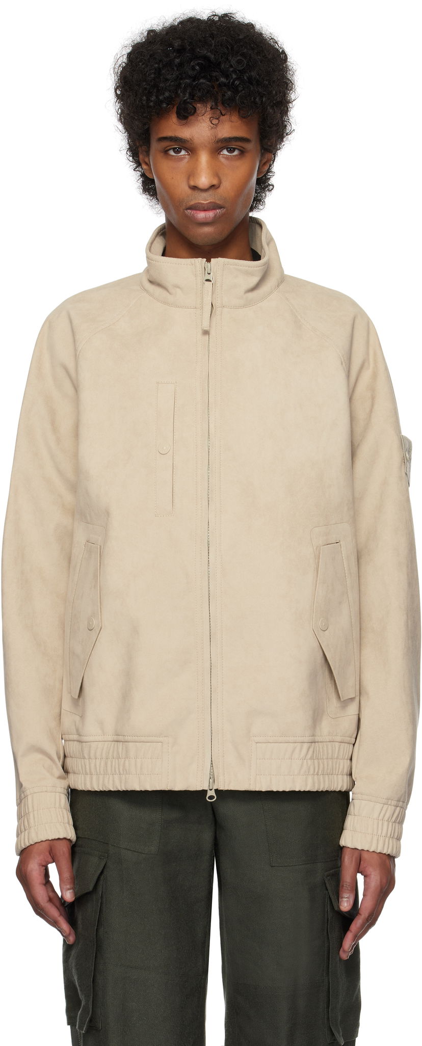 Bomberjakke Stone Island Stone Island Faux-Suede Bomber Jacket Beige | K1S15 4100027 S00F2