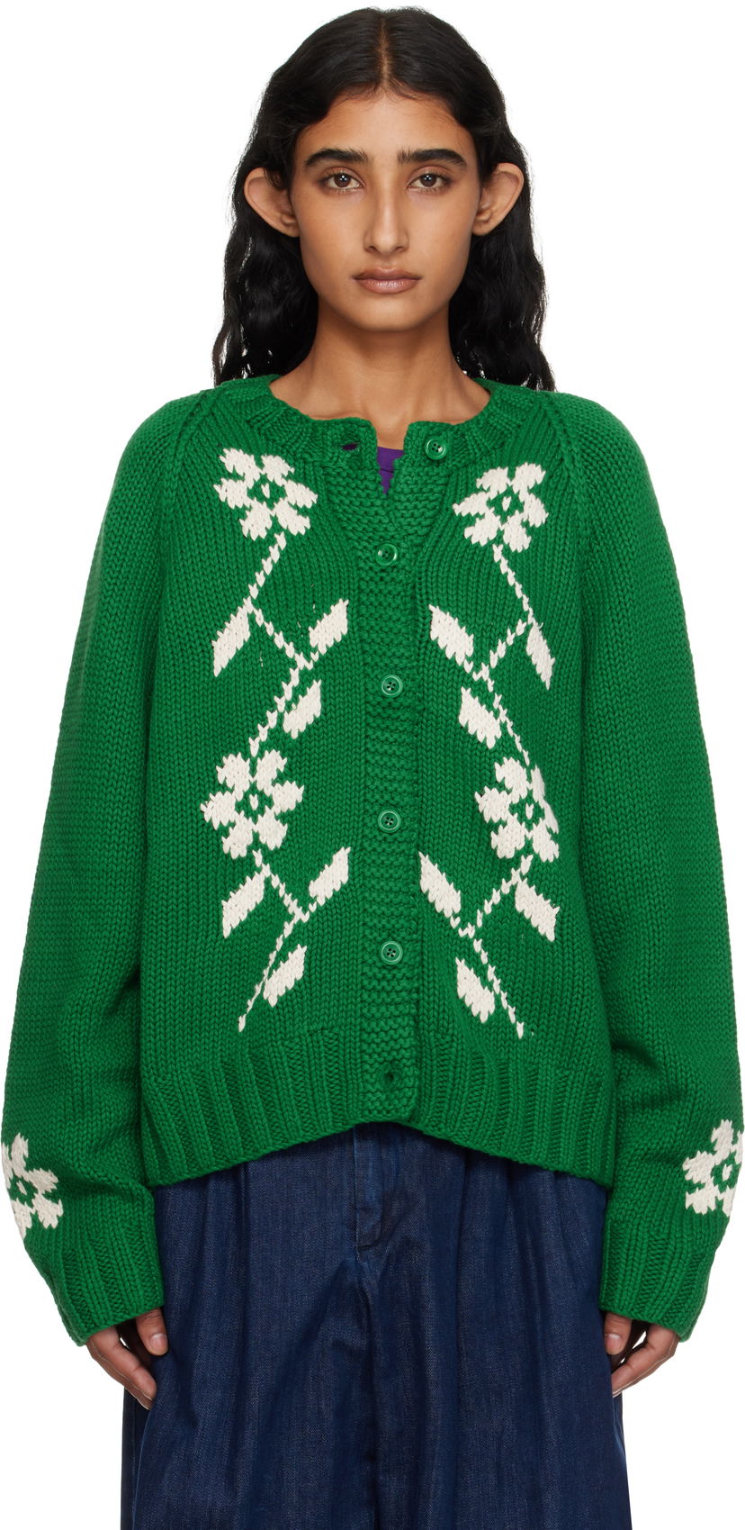 Sweater YMC YMC Atomic Knit Cardigan Grøn | Q8YMD