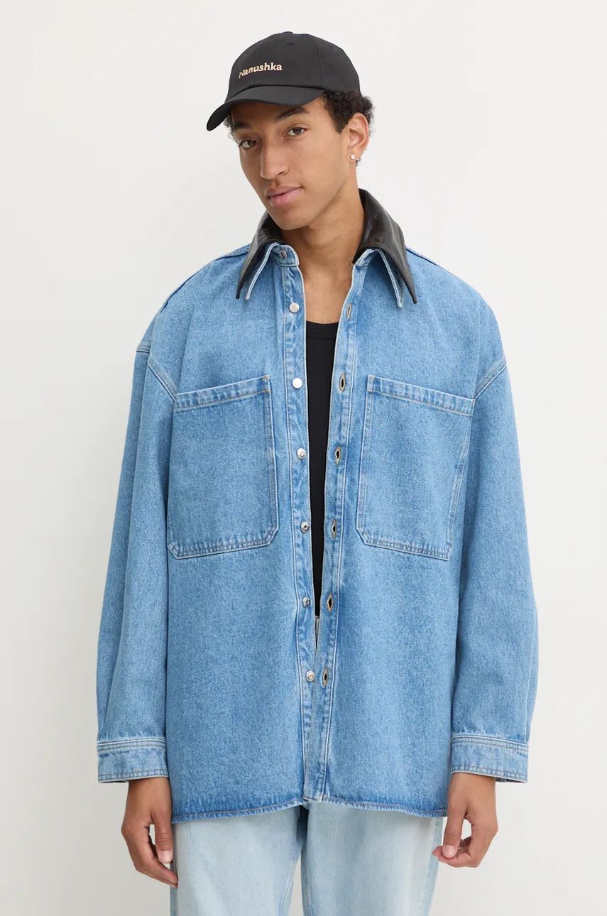 Skjorte Nanushka Relaxed Denim Shirt With Classic Collar Blå | NU24PFJK00553, 0