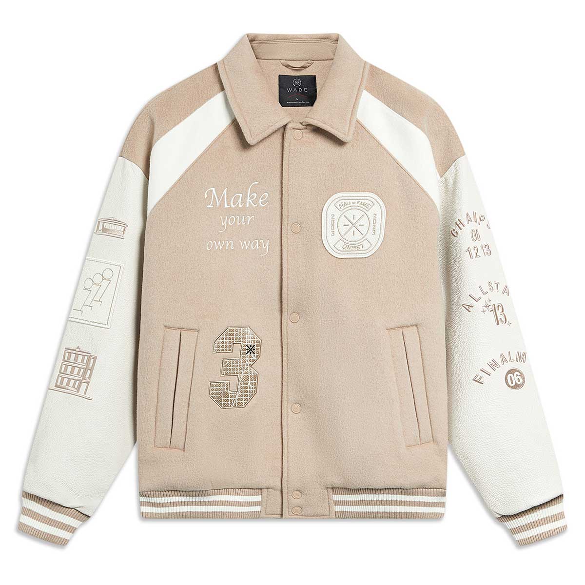 Jakke Li-Ning D. WADE Hall of Fame Varsity Jacket Beige | AJPT005-3, 1