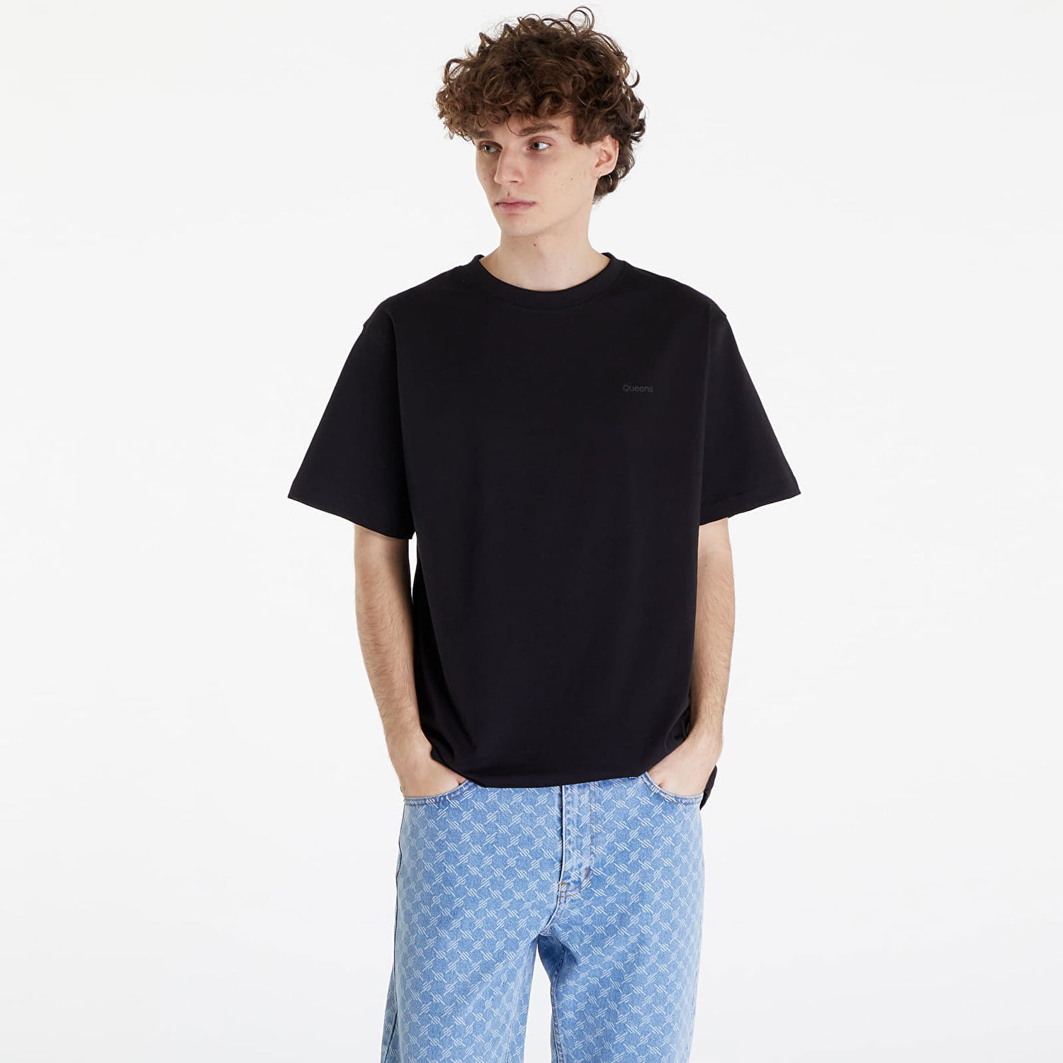 T-shirt Queens Essential T-Shirt With Tonal Print Black Sort | QNS_006, 0