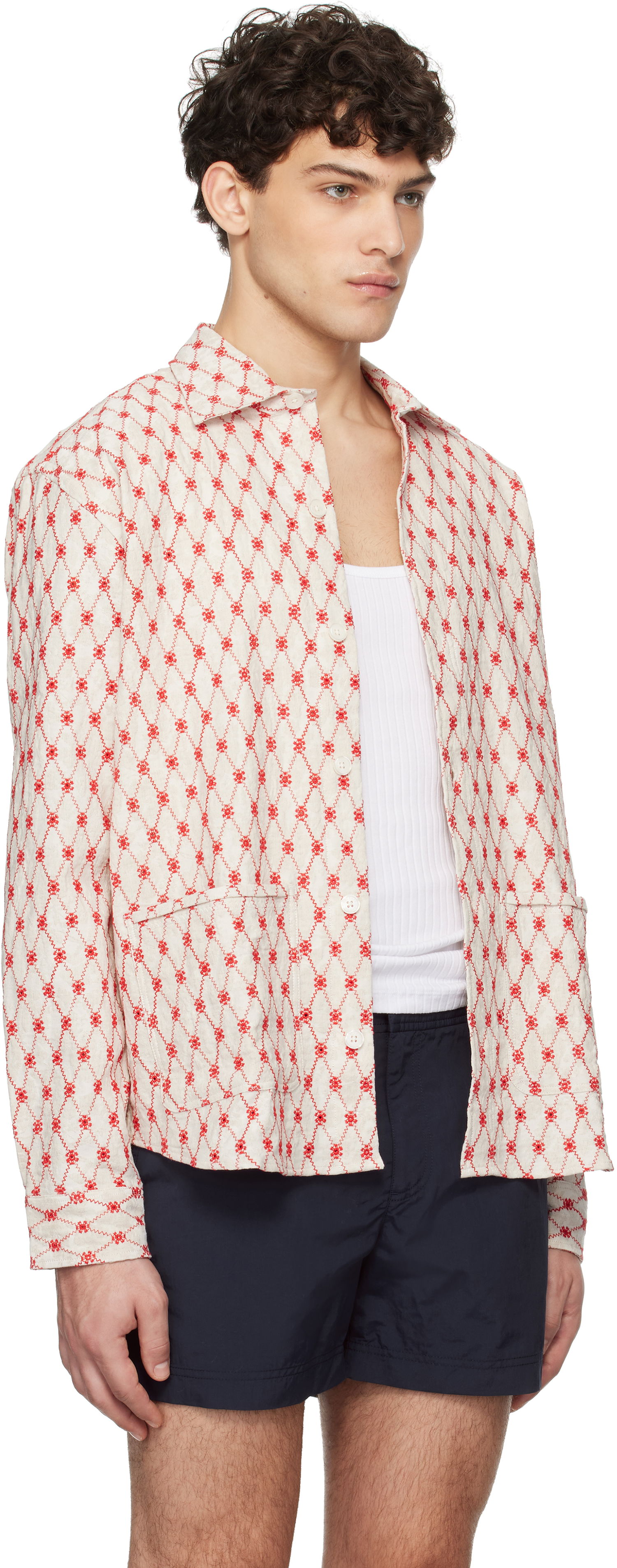 Skjorte Orlebar Brown Orlebar Brown Barkley Embroidered Resort Shirt Beige | 280047, 1