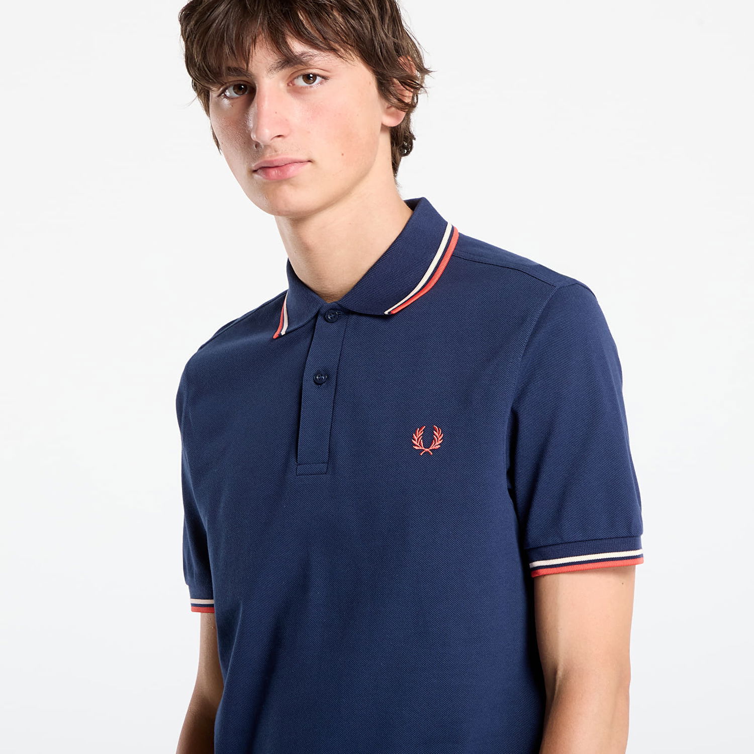 Polo skjorte Fred Perry Fred Perry Twin Tipped Polo Shirt Mørkeblå | M3600 Z57, 1