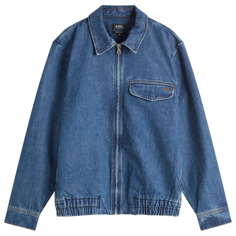 Jakke A.P.C. A.P.C. Men's Fabrizio Zipped Denim Jacket Blå | COHJK-H32015-IAL