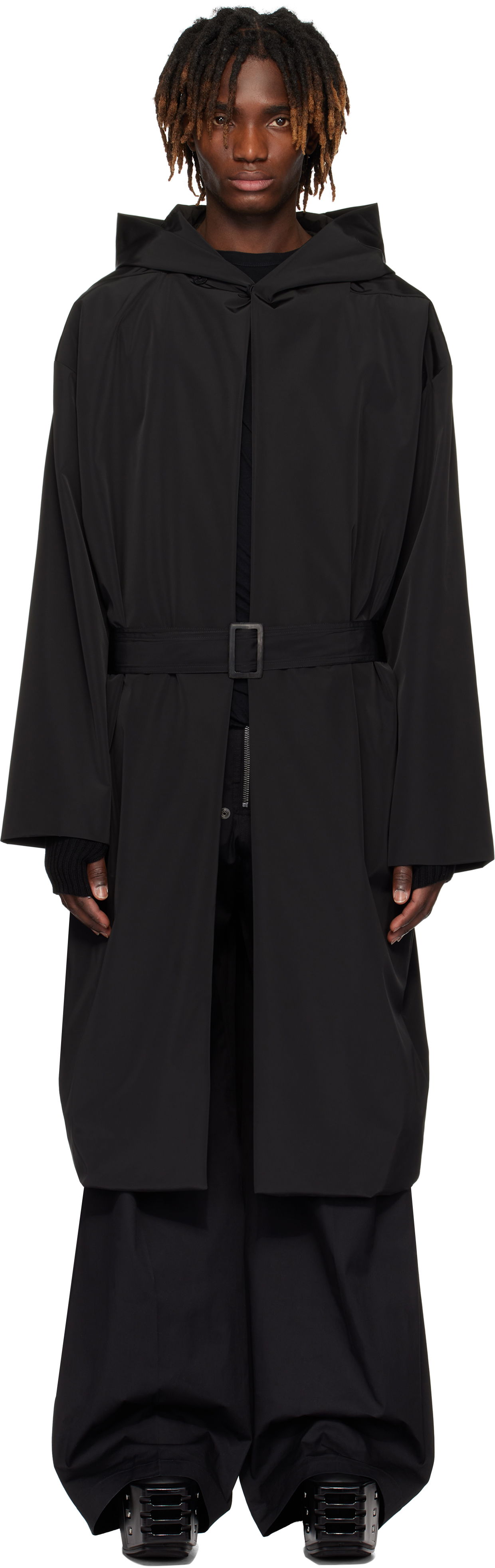 Regnfrakke Rick Owens Rick Owens Hooded Robe Coat Sort | RU01E5970 MB, 0