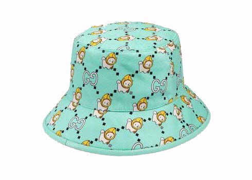 Hat Gucci GG Animal Print Bucket Hat Light Blue Turkis | 736960 4HAX3 8469