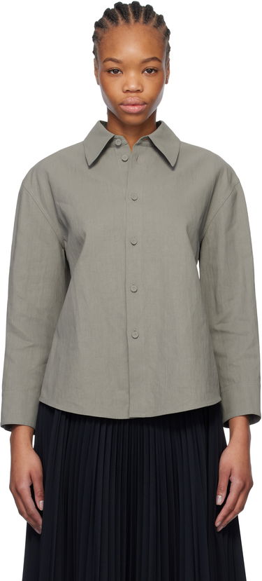 Skjorte Jil Sander Jil Sander Cropped Linen Shirt Grøn | J02DL0205_J60001, 0