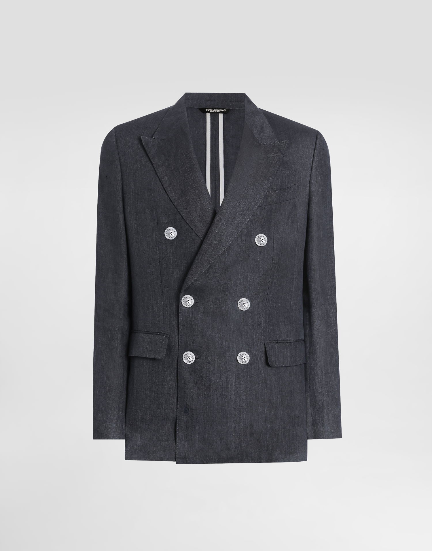 Jakke Dolce & Gabbana Dolce & Gabbana Sicilia Light Double-breasted Linen Canvas Jacket Grå | G2QS7TFU4MFN9833, 0