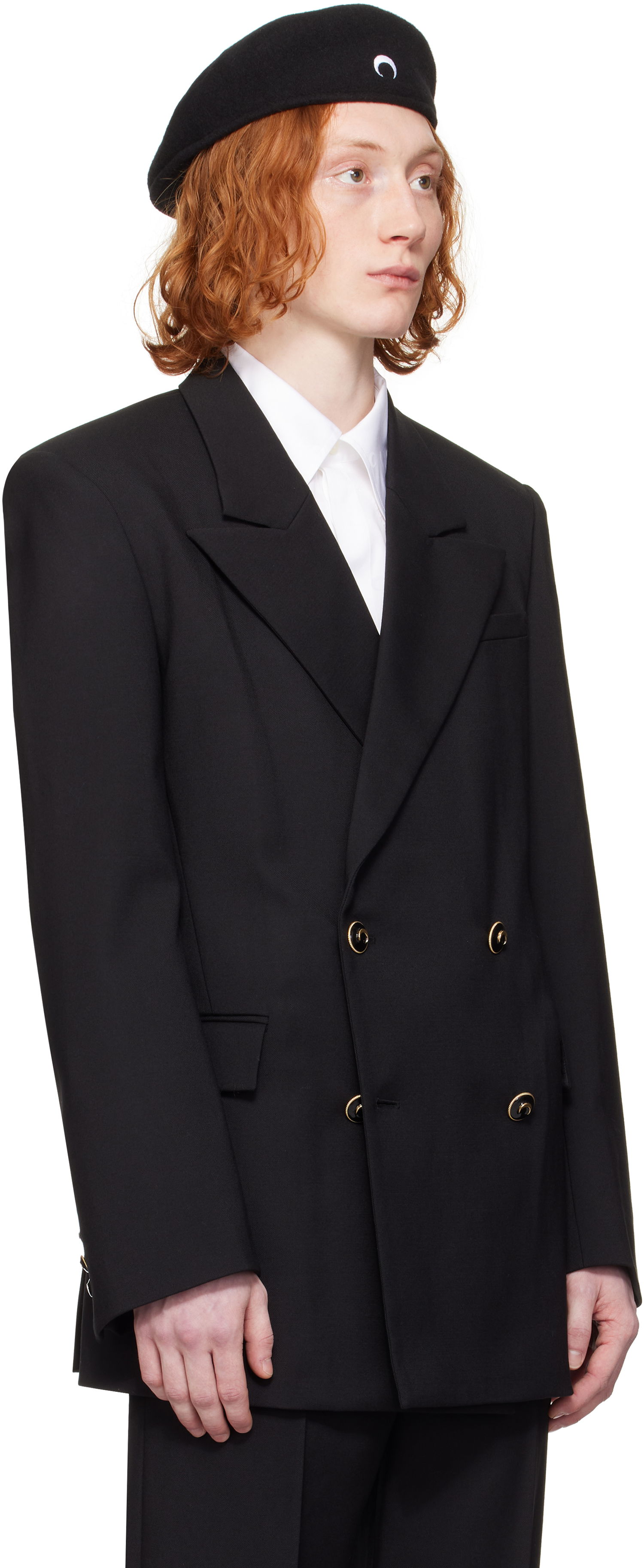 Baret Marine Serre Marine Serre Virgin Wool Twill Fitted Blazer Sort | MJA074A RWOV0001, 1