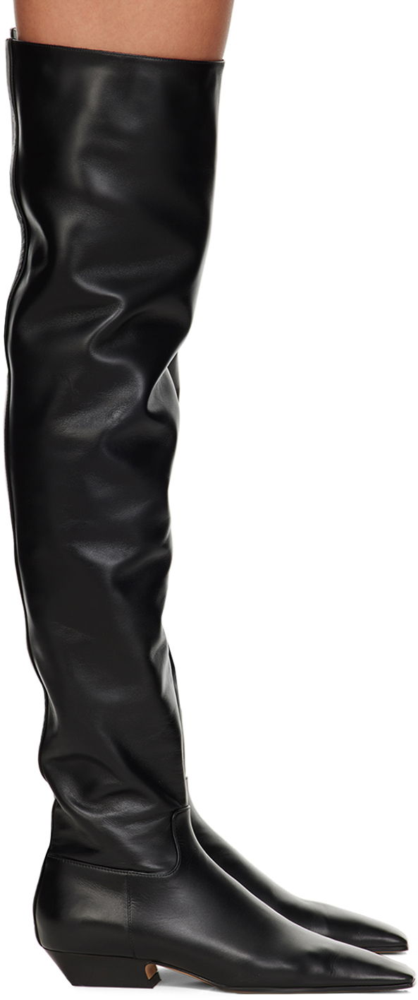Sneakers og sko Khaite Black 'The Marfa Over-The-Knee Flat' Boots Sort | F1070-824, 0