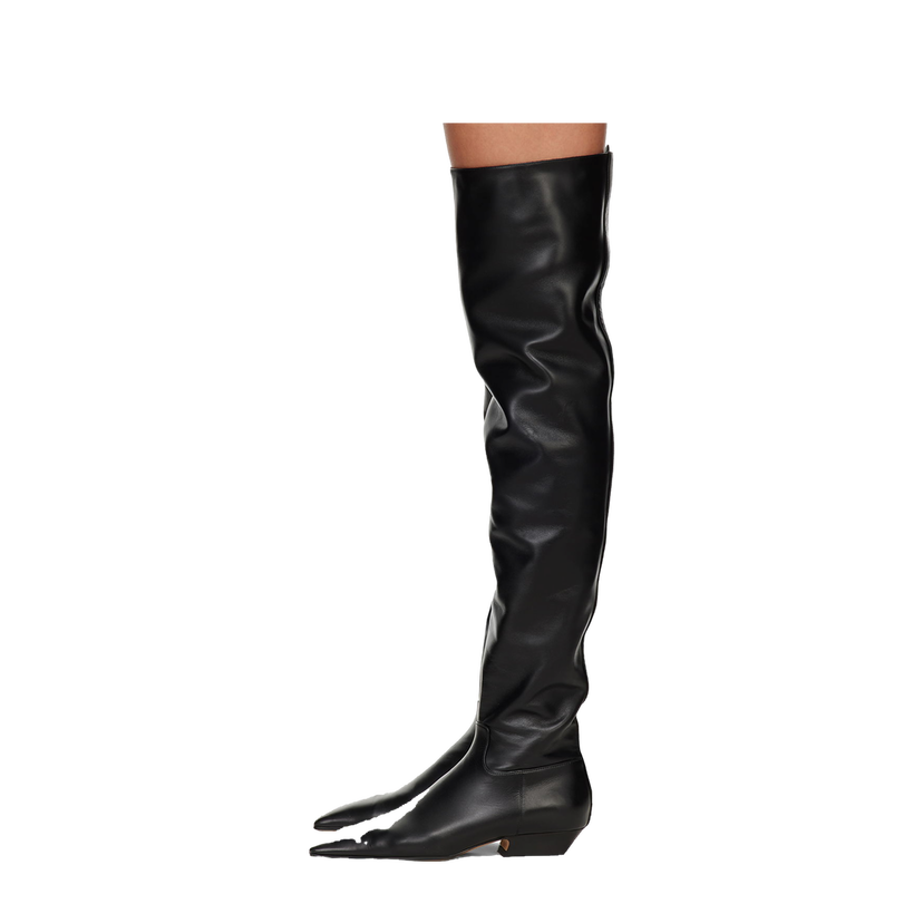 Sneakers og sko Khaite Black 'The Marfa Over-The-Knee Flat' Boots Sort | F1070-824