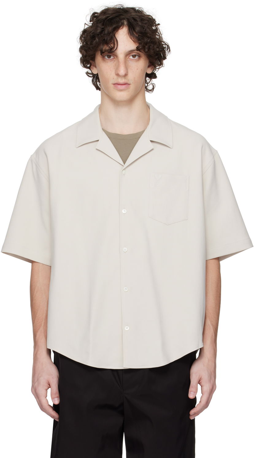 Skjorte AMI AMI Paris Camp Collar Shirt Beige | HSH219.CO0106