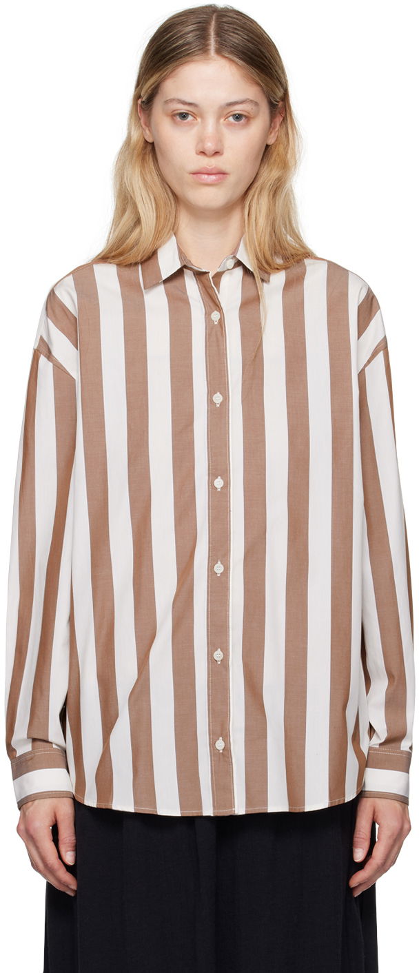 Skjorte Baserange Loose Striped Shirt Brun | SHLOL-PO-AU24, 0