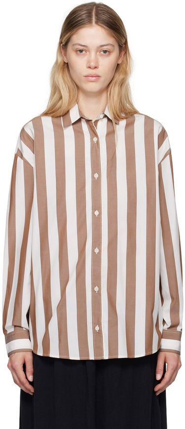 Skjorte Baserange Loose Striped Shirt Brun | SHLOL-PO-AU24, 0
