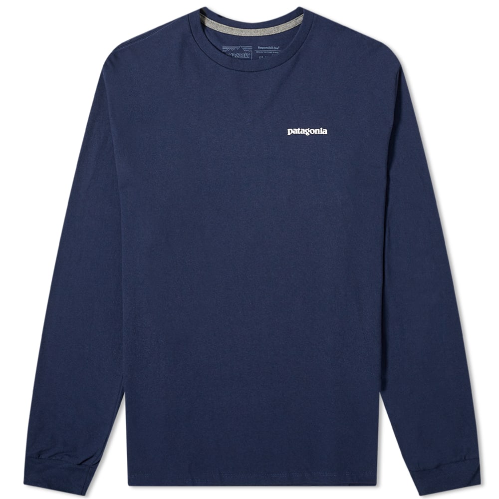 T-shirt Patagonia Long Sleeve P-6 Logo Responsibili-Tee Mørkeblå | 38518-CNY, 0