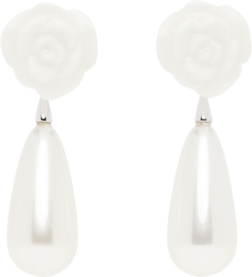 Øreringe SHUSHU/TONG SHUSHU/TONG YVMIN Edition Rose Faux-Pearl Earrings Hvid | 25304WHT00DN2