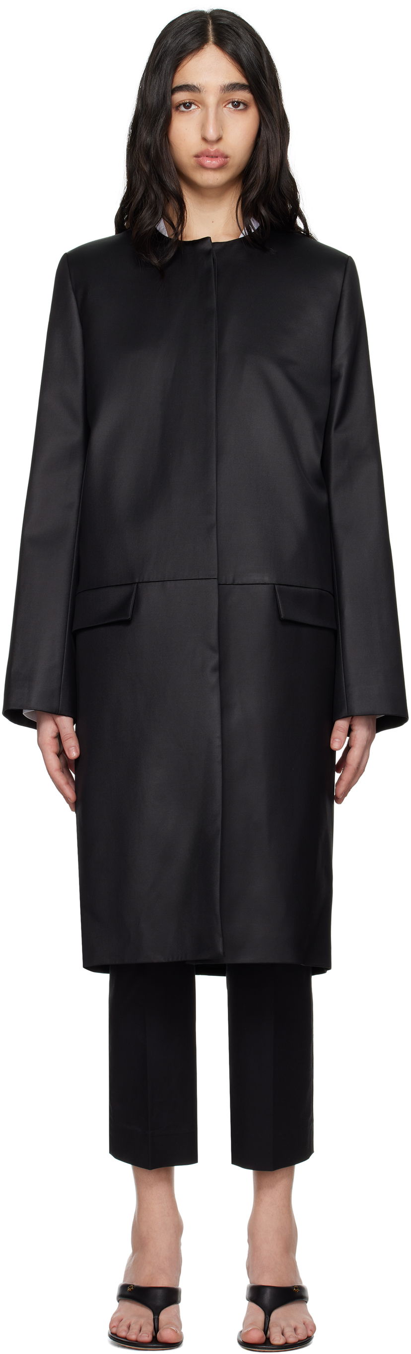 Frakker TOTEME TOTEME Chintz Coat Sort | 252-WRO0208-FB0390