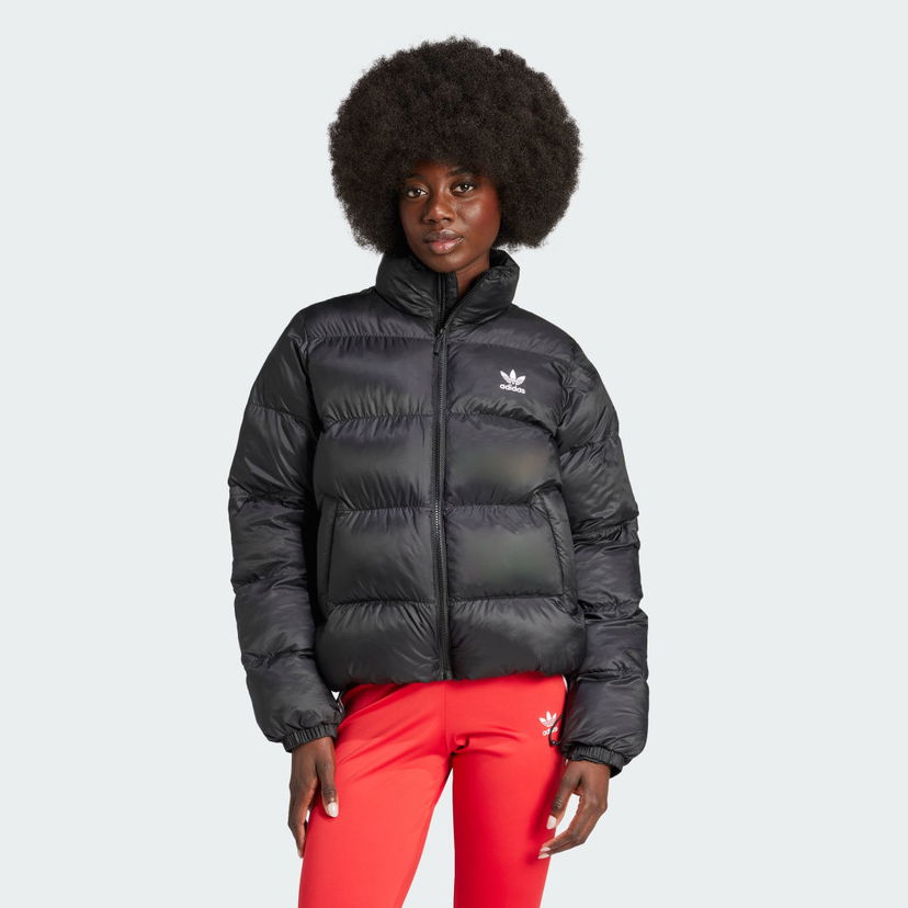 Puffer jakke adidas Performance Adicolor Short Puffer Sort | JD0420