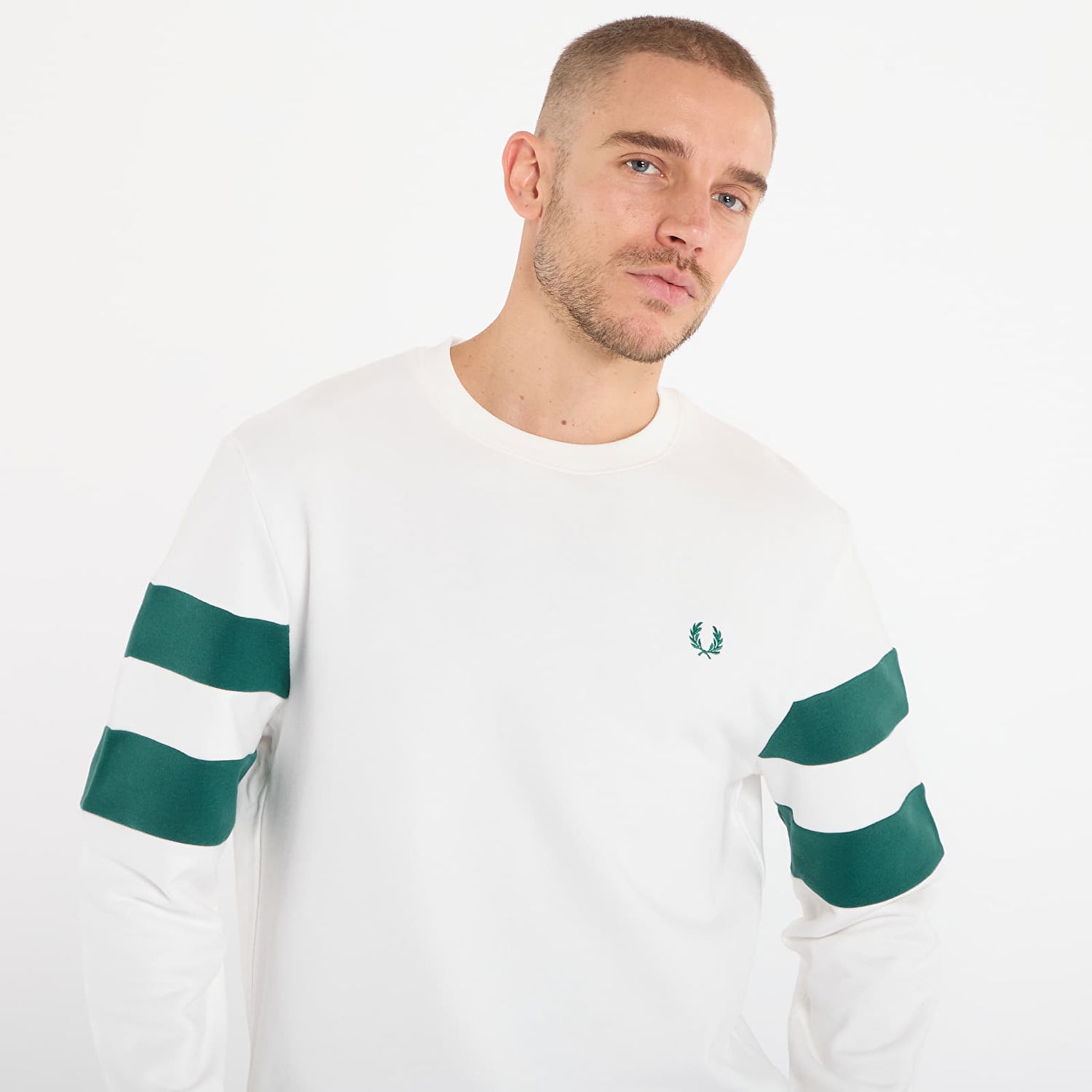 Sweatshirt Fred Perry Peached Tipped Sleeve Sweatshirt Hvid | M1731 129, 1