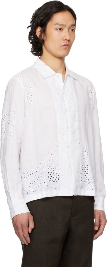 Skjorte Bode Bode Belvoir Eyelet Shirt Hvid | MRS25SH039, 1