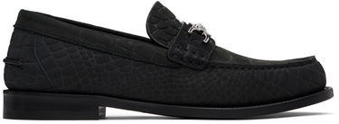 Sneakers og sko Versace Croc-Effect Suede Loafers Sort | 1013592_1A12292, 0