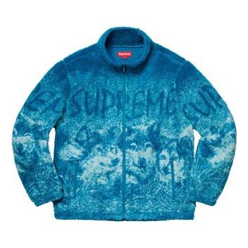 Sweater Supreme Wolf Fleece Jacket with Print Blå | SUP-SS19-450