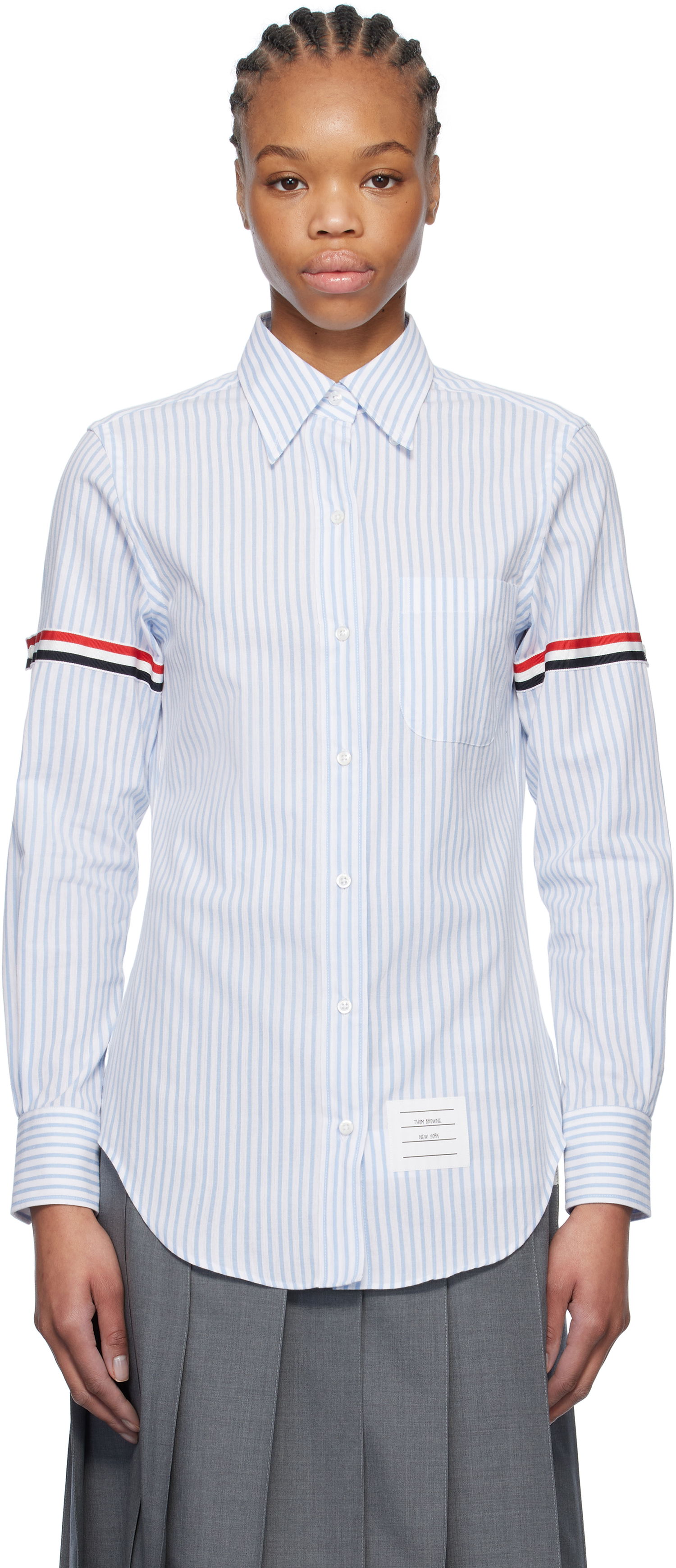 Skjorte Thom Browne Thom Browne Striped Oxford Shirt with 4-Bar Blå | FLL005O-F0810, 0
