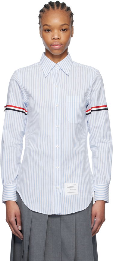Skjorte Thom Browne Thom Browne Striped Oxford Shirt with 4-Bar Blå | FLL005O-F0810, 0