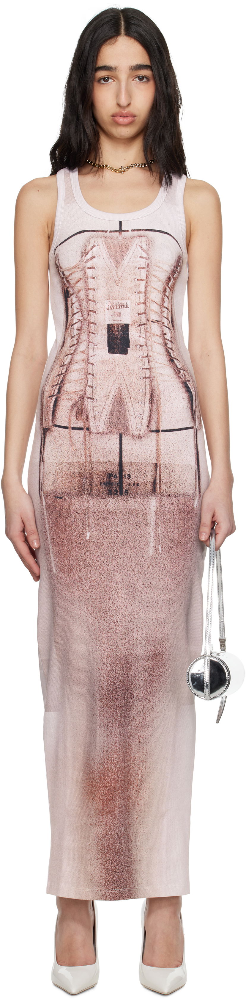 Kjole Jean Paul Gaultier Jean Paul Gaultier 'The Corset Trompe-L’oeil' Maxi Dress Lyserød | 25/34-F-RO405-J582-260100