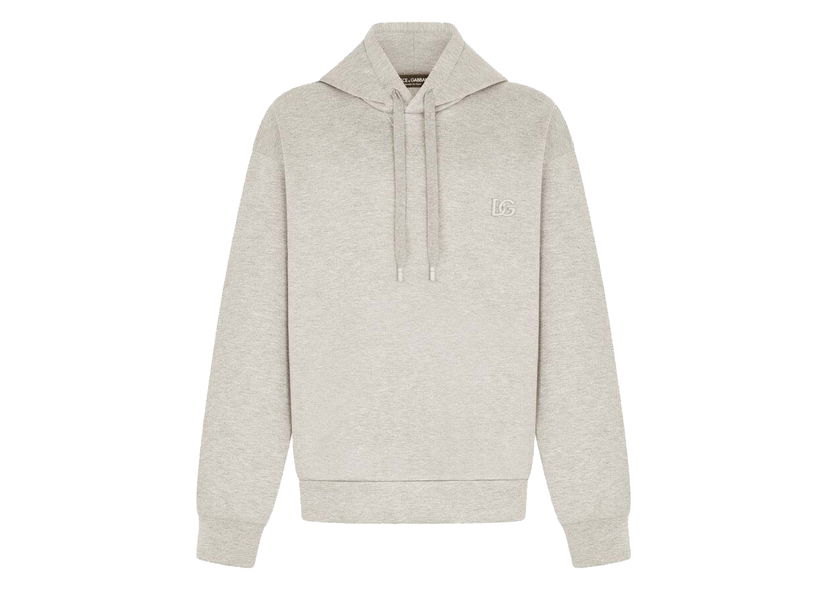 Sweatshirt Dolce & Gabbana Jersey Metal DG Logo Hoodie Grey Beige | G9VC8ZHUML9S8295