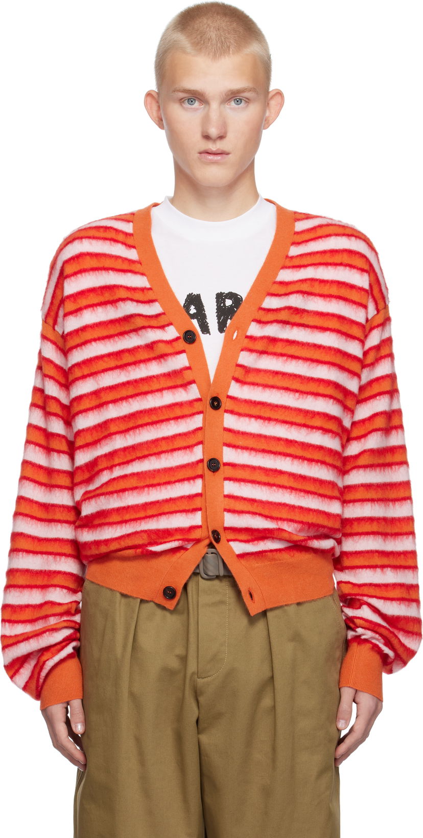 Sweater Marni Wool Mohair Striped Cardigan Flerfarvet | CDMG0137Q0 UFW617
