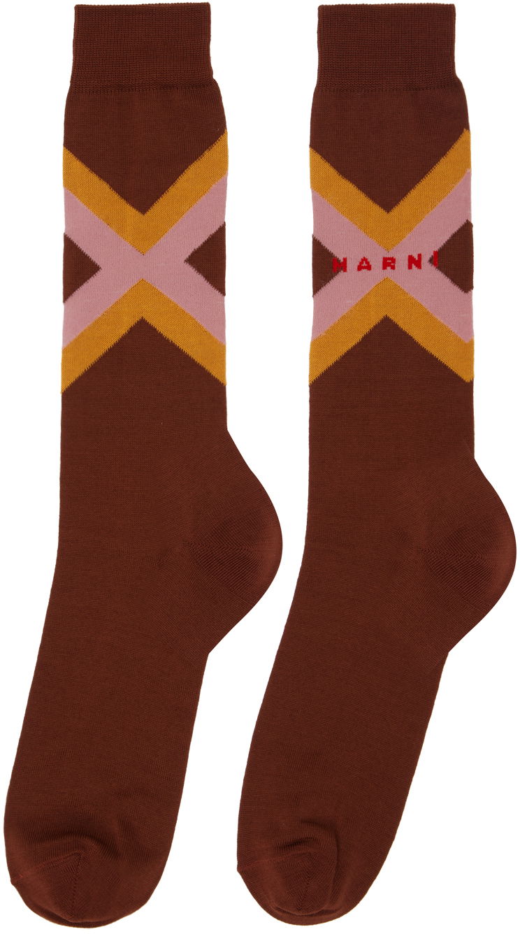 Sokker Marni Brown Micro Argyle Socks Brun | SKZC0140Q0 UFC172, 1