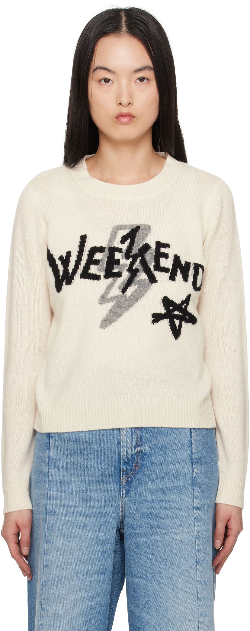 Sweater Max Mara Weekend Max Mara Kansas Graphic Print Sweater Hvid | 2515361011600