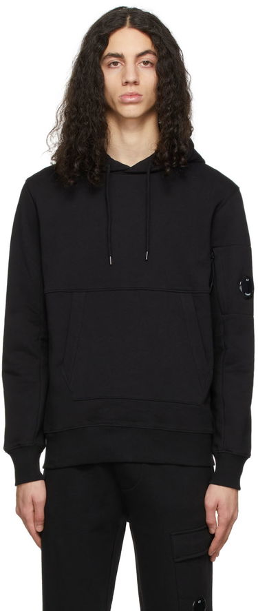 Sweatshirt C.P. Company Diagonal Raised Fleece Pullover Hoodie Sort | 12CMSS023A005086W, 4