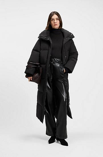 Puffer jakke BOSS Long Puffer Jacket Water-Repellent Finish Sort | 50548045, 1