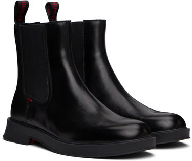 Tøj BOSS Leather Chelsea Boots with Stacked Logo Sort | 50548489, 4