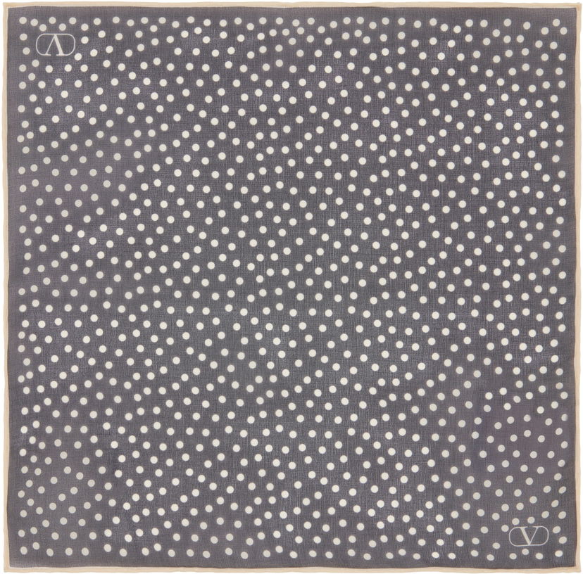 Tørklæde Valentino Valentino Garavani Chez Valentino Silk Pocket Square with Polka Dot Print Grå | 6W0EX002TTR