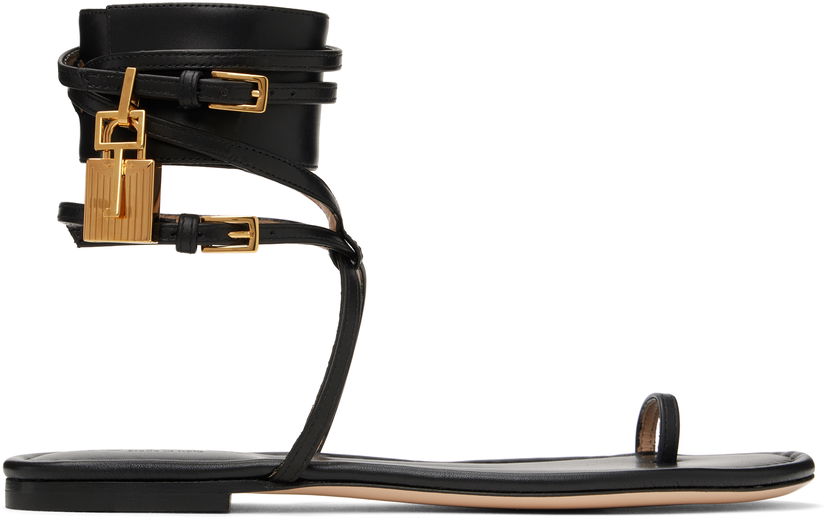 Tilbehør Tom Ford TOM FORD Soft Calf Ankle Wrap Sandals Sort | W3669-LCL002G