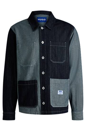Skjorte BOSS HUGO Relaxed Fit Mixed Denim Overshirt Flerfarvet | 50534188