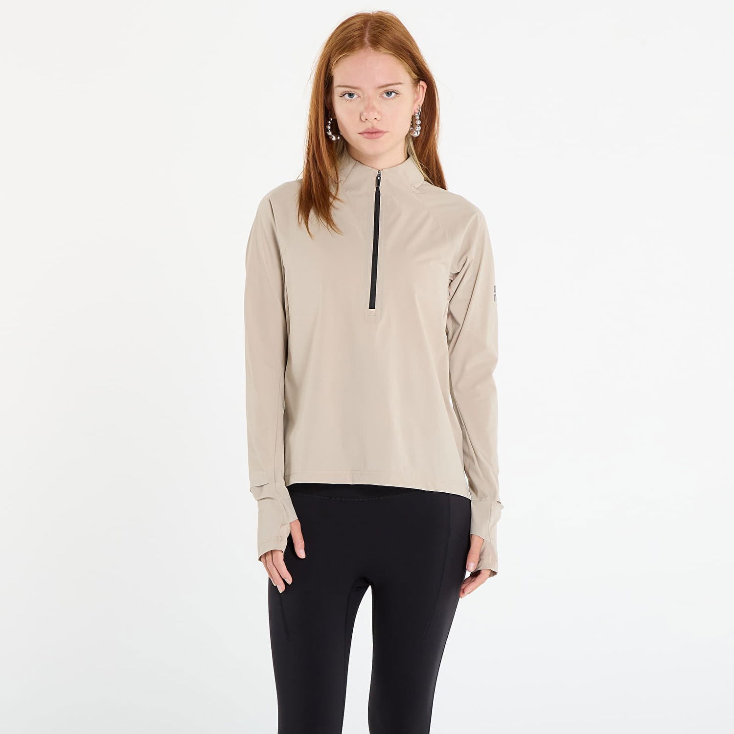 Vindjakke On Running Long Sleeve Quarter-Zip Jacket with Thumbholes Trail Breaker Beige | 1WE30150603, 0